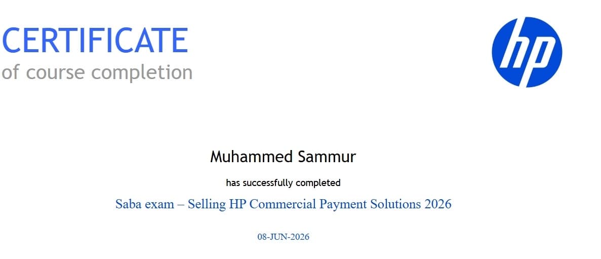 TechTray LLC HP Selling HP Commercial Payment Solutions 2026 2026 credential