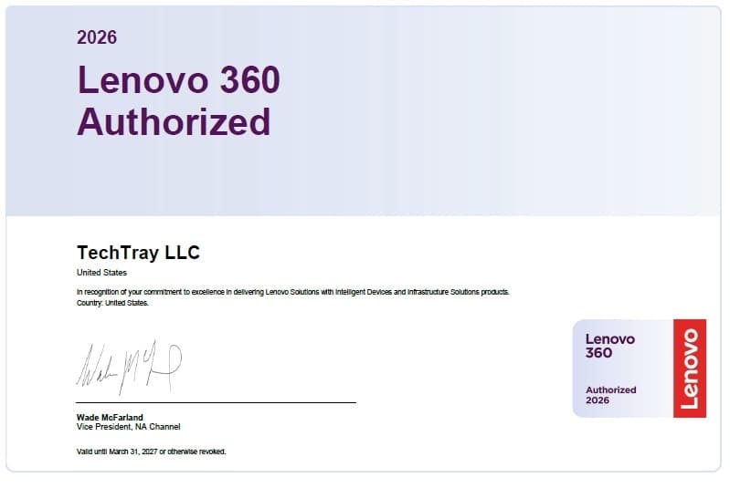 TechTray LLC Lenovo Lenovo 360 Authorized 2026 credential